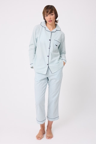 Lespadon Marısılk Seastrıpe Premium Dokuma Uzun Kollu Crop Pantolonlu Kadın Pijama & Lounge Takımı-3190 Yesil