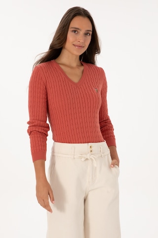 U.S. Polo Assn. Kadın Gül Kurusu V Yaka Basic Kazak 50307700-VR026