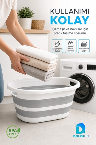 Katlanır Sele 35 Lt Ev Dolap Banyo Düzenleyici Organizer Beyaz-gri