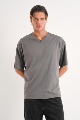 Alexander Gardi Alexandergardı V Yaka Oversize T-shirt E24-742a Koyu Gri