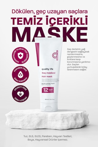 Quality Life Ql 8 Aktifli Aşırı Yıpranmış ve Kuru Saçlar İçin Saç Maskesi 250 ML