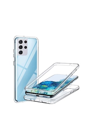 Galaxy S21 Ultra Kılıf Zore Enjoy 360 Derece Tam Kaplayan Silikon Renksiz