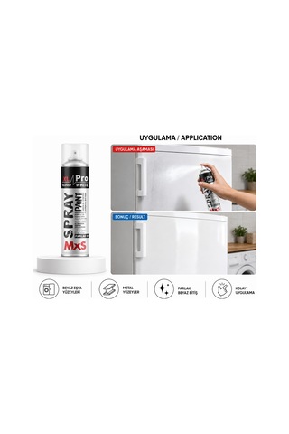 Mxs Xl Pro Parlak Beyaz Akrilik Sprey Boya 500 Ml- Ral 9003 Siyah