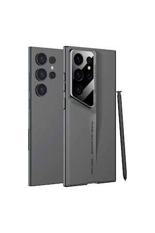 Galaxy S23 Ultra Kılıf Ultra İnce Kamera Korumalı Sert Rubber Zore Procase Kapak Gri