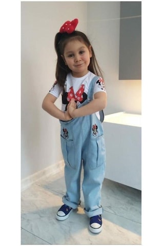 Modavals Mınnıe & Mıckey Tulum Kardeş Kombin Mınnıe Bahçıvan Tulum & Tshırt Mavi