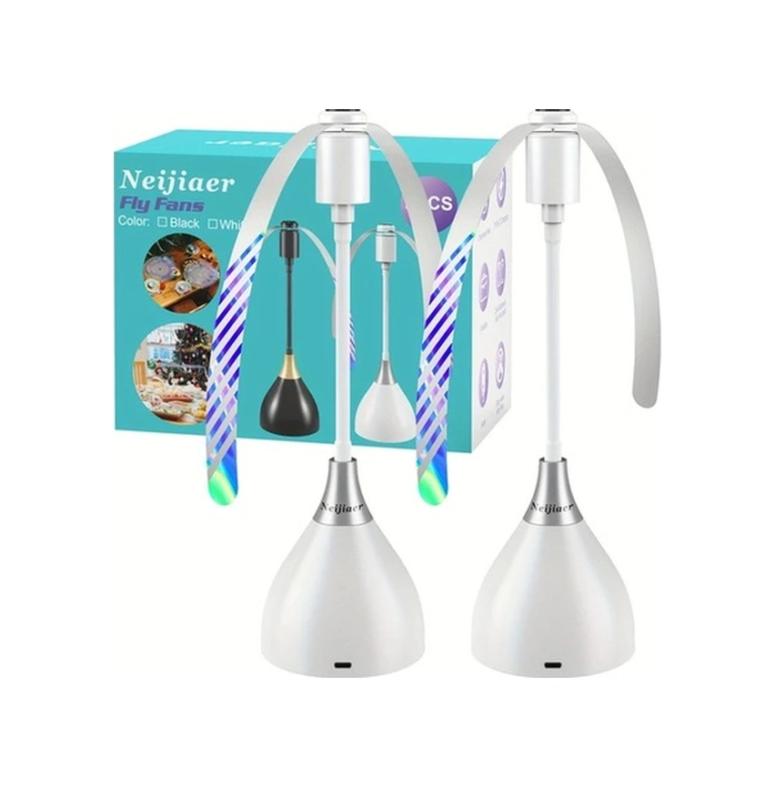 Trendooze 3 Parça Beyaz Sinek Kovucu Fan Usb Pil Yumuşak Kanatlar Seyahat