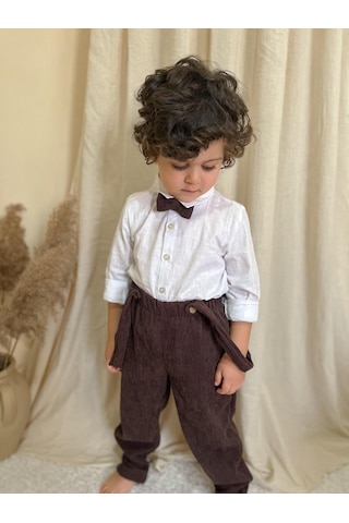 Miababy Papyonlu Fitilli Üçlü Takım kahverengi