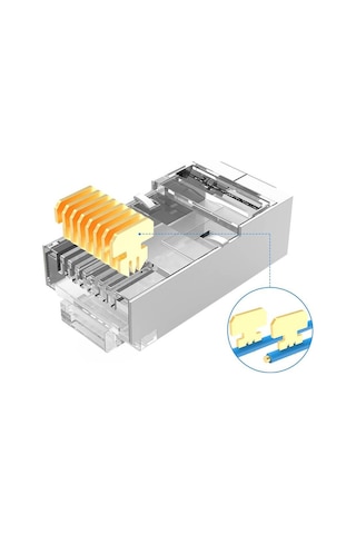 Koodmax 100 Adet - 3u" 3 Micron Gold Plated Cat6 Rj45 Metal Konnektör 8p8c Ethernet Kablo Ucu Jack