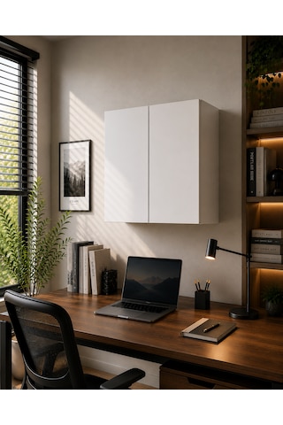 3 Raflı Çok Amaçlı Kitaplık Mat Beyaz Mdf Lam 69x55x25 Cm Yavaşlatıcılı Kapaklı