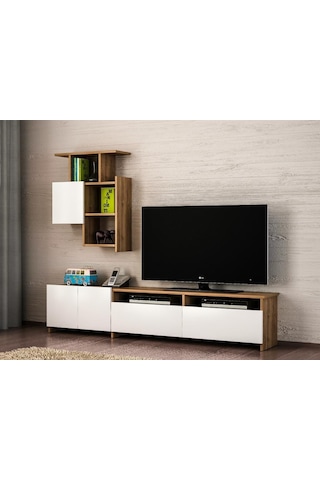 Dekorister Mariposa Kitaplıklı Tv Ünitesi Ceviz-Beyaz