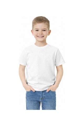 Bulutteks Ataş Sade Beyaz Okul Ve Günlük Ünisex Tişört 23 Nisan Vb Etkinlikler T-shirt