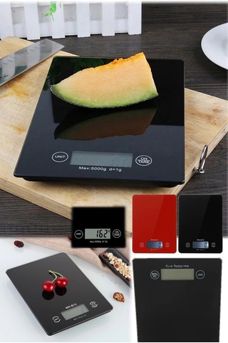 Hubrendy Kargo Dijital Mutfak Tartısı - 5 Kg Kapasite, 1 Gram Hassasiyet, Şık Siyah Cam Tasarım 11480166