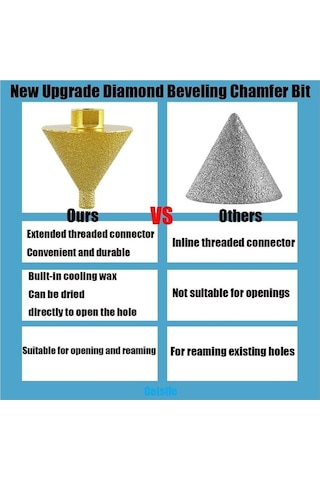 Açılı Öğütücüler İçin Elmas Eğim Pah Biti, Elmas Koni Fayans Biti, Karo Mermer Vb. İçin 38/50mm Bitler Vb.