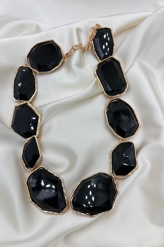 B&b Accessorıes Siyah Taşlı Modern Kolye Altın - Siyah