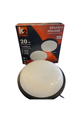 K2 - Kdl640b Merkür Led Aplik 20w Siyah Kasa Beyaz Işık Beyaz