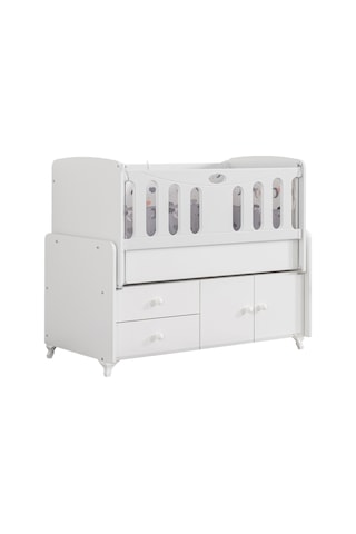 Beşik, Armadi Çekmeceli Dolaplı Sallanan Beşik 60x120 Cm Beyaz Çok Renkli
