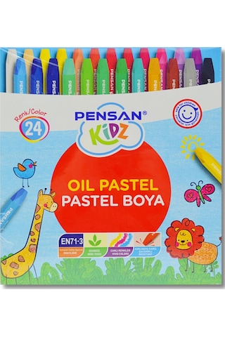 Pensan Kidz Karton Kutu Pastel Boya 24 Renk Çok Renkli