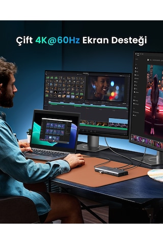 Ugreen Revedok Pro 210 10-in-1 Type-c Giriş 2xusb-a 2.0, 1xusb-a 3.0, 2xusb-c, 2xhdmı 8k/4k, Sd, Tf, Rj45, 15534 -