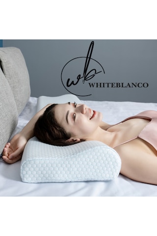 WhiteBlanco Visco Boyun Yastığı Boyun Destekleyici Visco Yastık Ortopedik Boyun Yastığı Çift Taraflı Beyaz