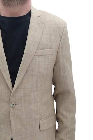 Twenhil Dmctekstil Erkek Krem 206 Düz İtalyan Kesim Dar Kalıp Tek Düğme Blazer Ceket