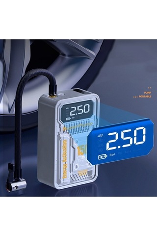 Fortunelane Akıllı Araç Hava Pompası - Hızlı Şarj, Otomatik Baskı, Led Işıklı, Power Bank, 7.4v Taşınabilir