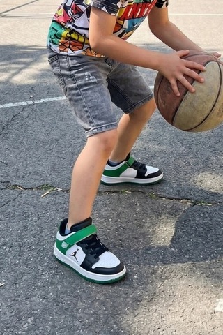 In Step Pedira Erkek Çocuk Beyaz Yeşil Basketbol Tarzı Cırtlu Spor Ayakkabı Beyaz-yeşil
