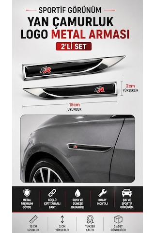 Fr Metal Damla Desen Çamurluk Yan Çıtası Logo Amblem 2 Li Set 15