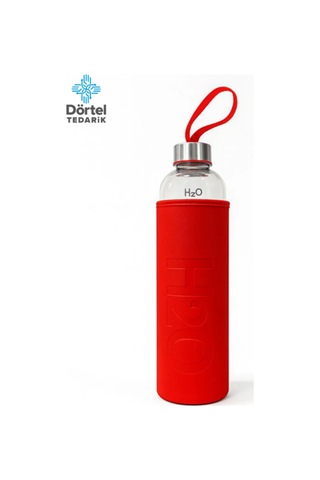 H2o Deri Kılıflı Cam Matara 1000 Ml Kırmızı