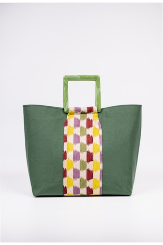 Fabric Craft Bag El Çantası Yeşil Duck Kumaş Astarlı Mıknatıslı 45x40 Yeşil
