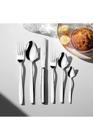 Nehir Sahra Sade 12 Kişilik 72 Parça Çatal Kaşık Bıçak Takımı Gümüş