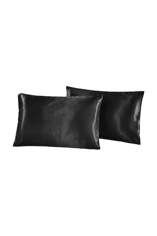 Ipeksi Saten 50x70 Cm Yastık Kılıfı 2 Adet, Kıvırcık Saçlar,dalgalı Ve Düz Saçlar, Bordo 2 Adet Hediye Saten Toka,cilt Dostıu,cilt Bakım,kozmetik,hediyelik,çeyizlik Kullanılabilir Siyah Abanoz