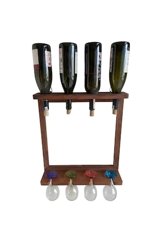 Ahşap Kayın Ağacı Şaraplık Kadehlik Bar Dekoru 44 50 Cm