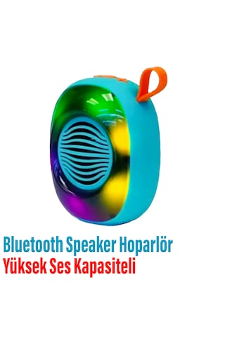 Kablosuz Bluetooth Hoparlör 5w Rgb Led Işıklı Speaker Mavi