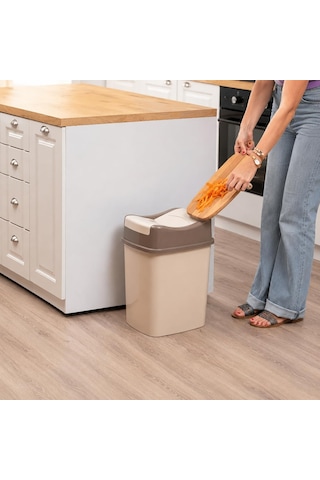 8 Litre Kapaklı Çöp Kovası, Modern Tasarım Pratik Mutfak Banyo Ofis Çöp Kutusu, Kapaklı Plastik Atık Kovası K Çok Renkli