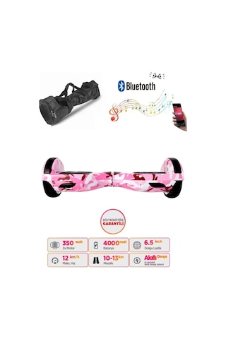 Citymate Elektrikli Kaykay Hoverboard Bluetooth Hoparlörlü 6.5 İnç Grafiti D05 +Çanta