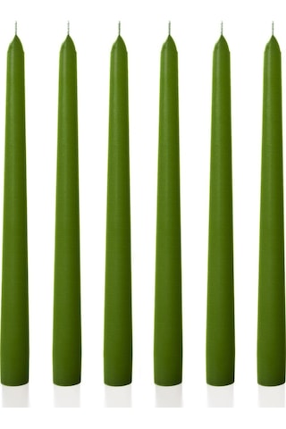 6 Lı Kısa Yeşil Konik Şamdan Mum Yükseklik 18 Cm Yeşil