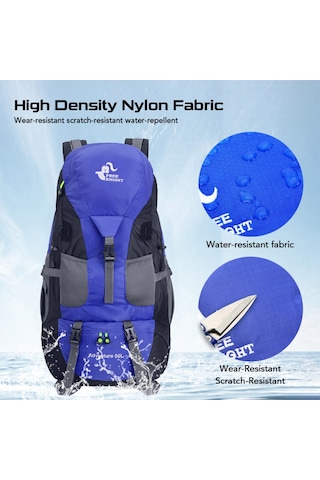 Hombey Açık Hava Çantası 50l Yürüyüş Sırt Çantası Suya Dayanıklı Kamp Sırt Çantası Sırt Çantası Seyahat T Mavi