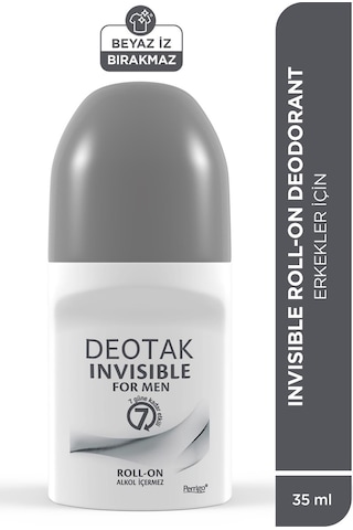 Deotak Invisible Erkek7 Güne Kadar Etkili Roll-On Deodorant 35 ML