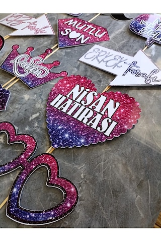 Nişan Konuşma Balonu Seti 12 Parça, Işıltılı Baskı Görünümü