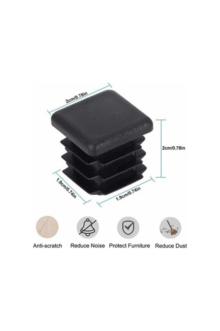 Flybuy Bosphorusboutique Siyah Sandalye Sandalye Plastik Mufunye Mobilya Masif Masa Kapağı 20x20mm 20 Adet Kare Boru Uç Kapağı -