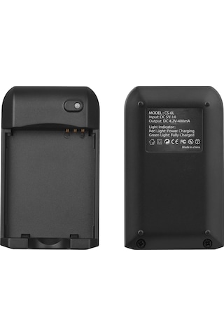 Geeksen Led Gösterge Işıklı Np-6l Pil Şarj Cihazı + 2 Adet Np-6l Pil 3.7v 700mah Usb Şarj Kablosu İle-siyah