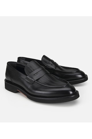 Hotiç Erkek Deri Siyah Kalın Tabanlı Klasik Loafer