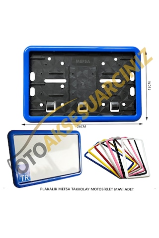 Plakalık Plastik Tak Kolay Motor Motosiklet Mavi Çerçeveli 1 Adet