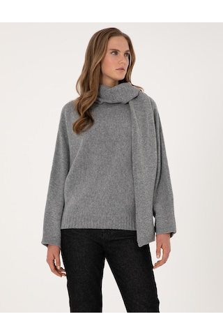 Pierre Cardin Kadın Gri Melanj Kazak /triko 50311855-vr086 Gri Melanj