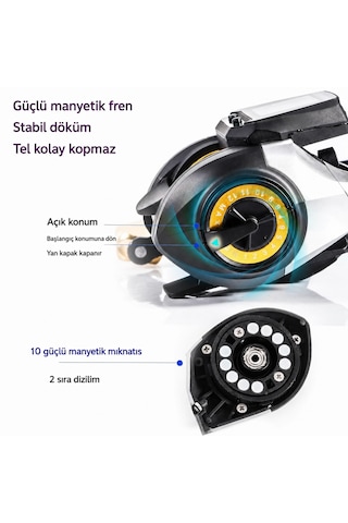 Fasnova Store Dijital Göstergeli Sayaçlı Baitcasting Olta Makinesi 12 Kademe Manyetik Frenli Çıkrık