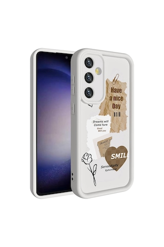 Galaxy Uyumlu A35 Kılıf Kamera Korumalı Baskılı Arka Yüzey Klas Kapak - Açık Kahve Açık Kahve Açık Kahve