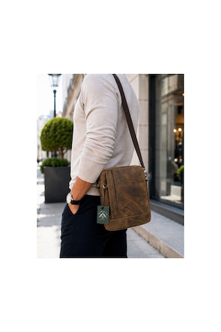 Alphaclub Bag Erkek Crazy Bej Hakiki Deri Postacı El Ve Omuz Çantası Orta Boy Model 002