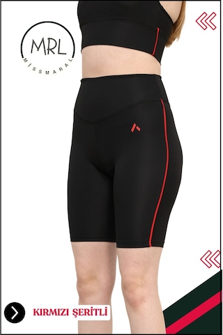 Kadın Siyah Yüksek Bel Toparlayıcı Biker Şort Kısa Spor Tayt Likralı Dalgıç Biker Tights 1043 Siyah Kırmızı