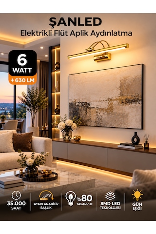 6w Elektrikli Flüt Led Aplik Gold Renk Gün Işığı Ayarlanabilir Başlık 1 Adet