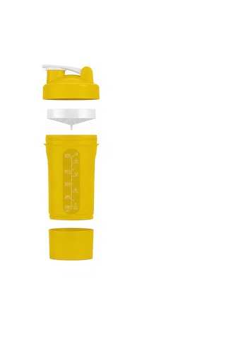 Gym Smart Shaker 550 Ml Ölçekli Ve Sızdırmaz Kapaklı Saklama Hazneli Protein Shaker Sarı